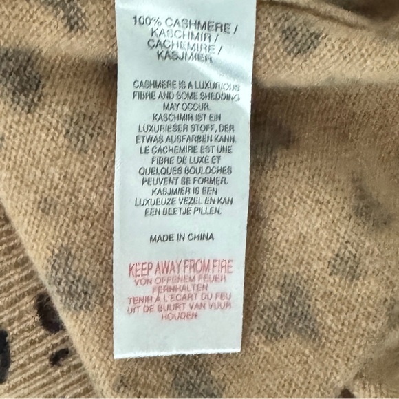 SCOTT & SCOTT LONDON Tan Mini Heart Print Crewneck Cashmere Sweater L - Picture 7 of 10